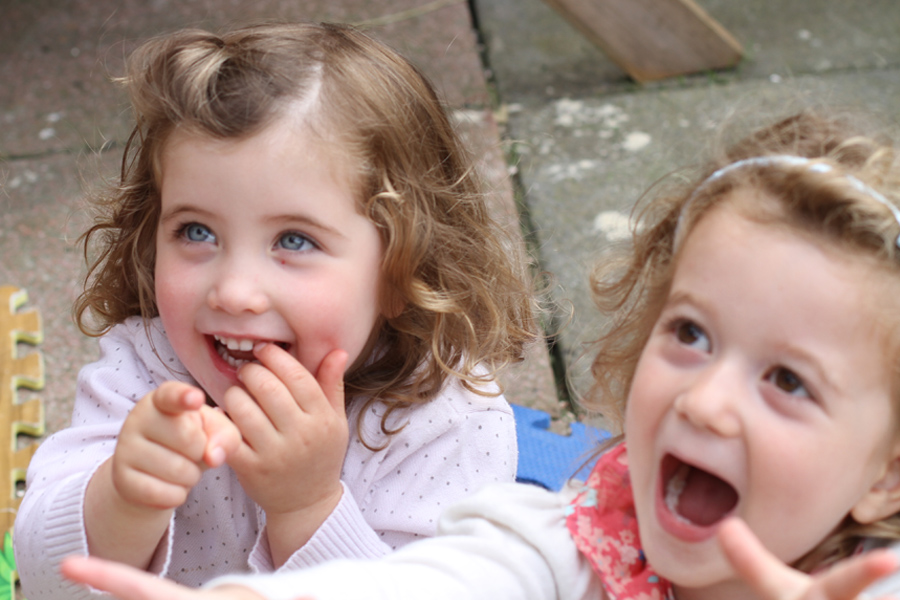 delighted girls at Mr Banana Head birthday show